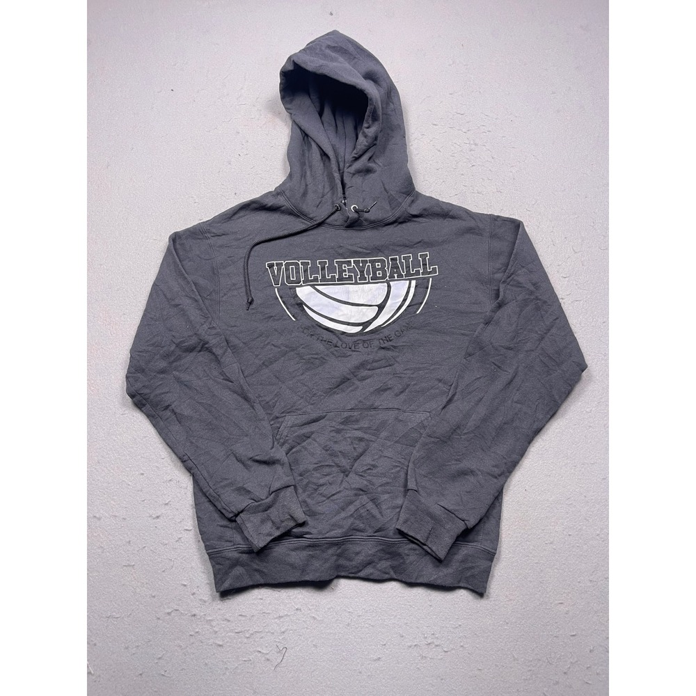 Jerzees NuBlend Hoodie Cotton Poly Gray Volleyball Graphic Small Mens